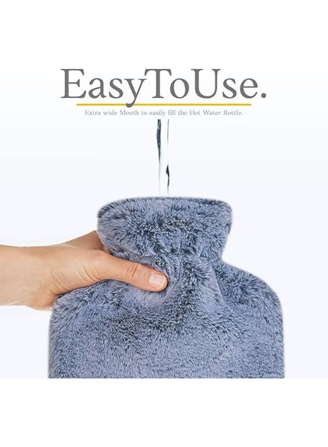 قربة ماء ساخن فاخرة مع غطاء فرو ناعم - حقيبة حرارية بسعة كبيرة لتخفيف الآلام، راحة العضلات، والاسترخاء الدافئ - Image 2